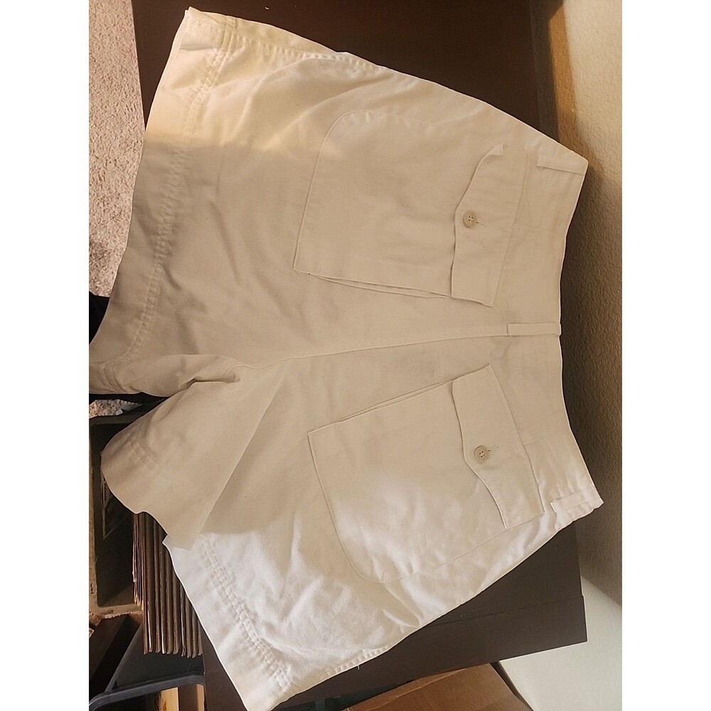 VINTAGE Liz Claiborne LIZWEAR White Cotton Bermuda Shorts Size 14 High Rise - Picture 3 of 5